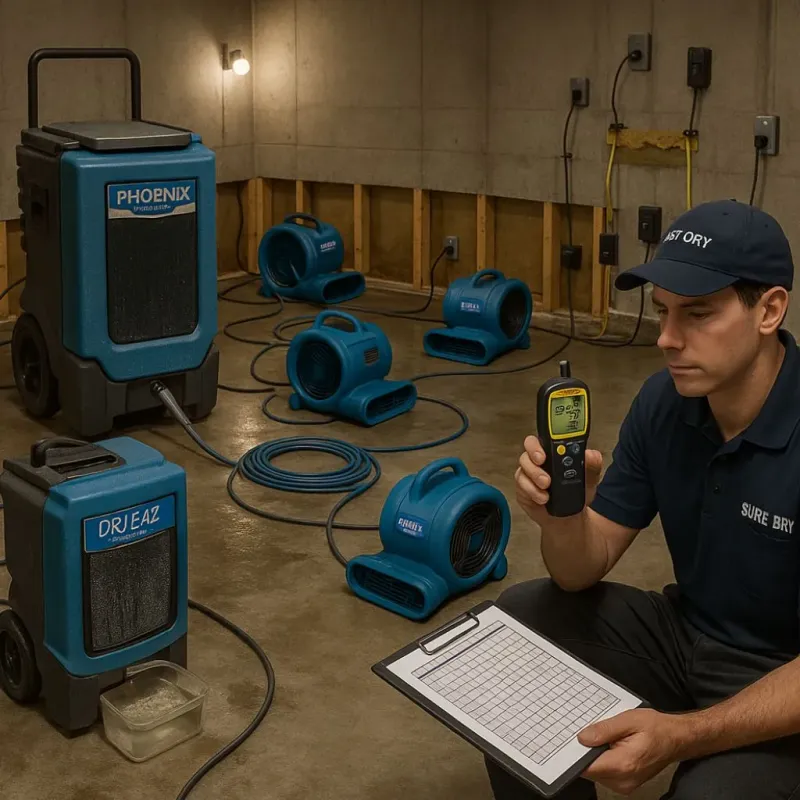 Structural Drying and Dehumidification process in Fuig, PR